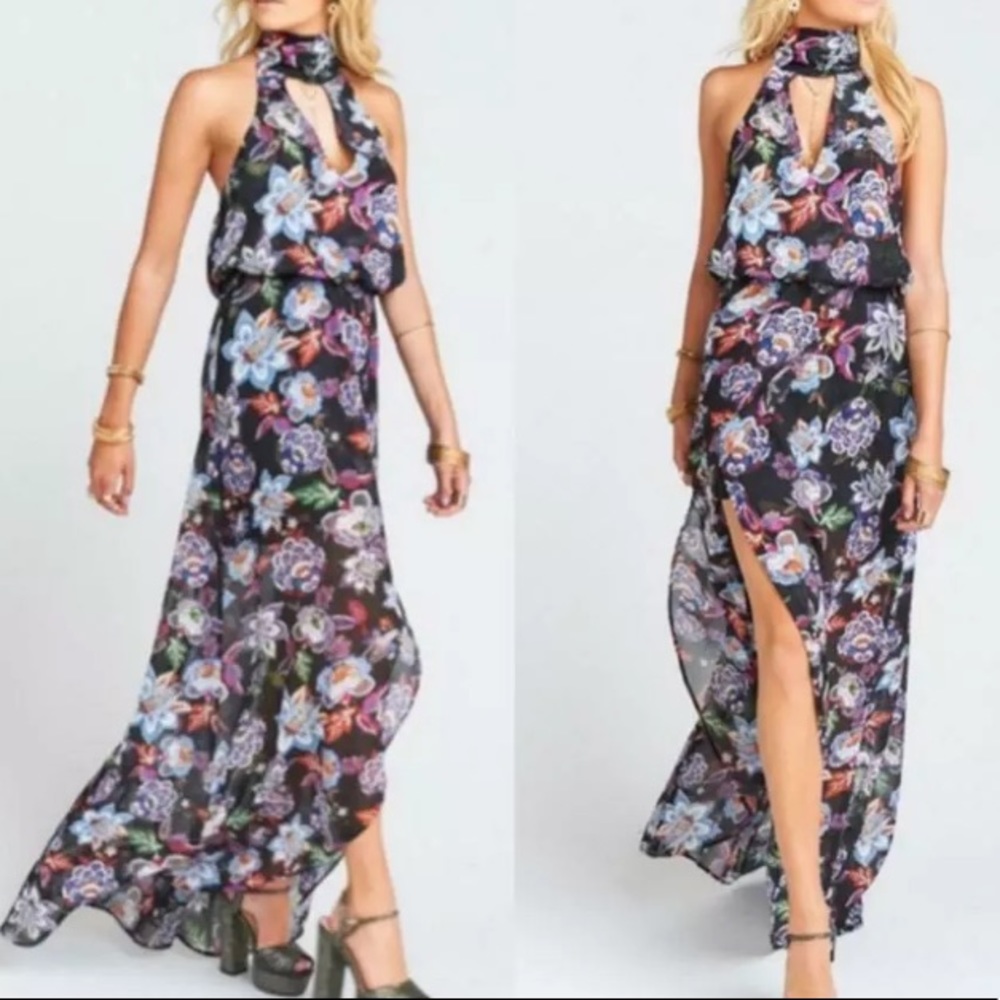 Show Me Your Mumu Karolina Collar Halter Maxi Dress - in City Nights Glimmer - Picture 2 of 14
